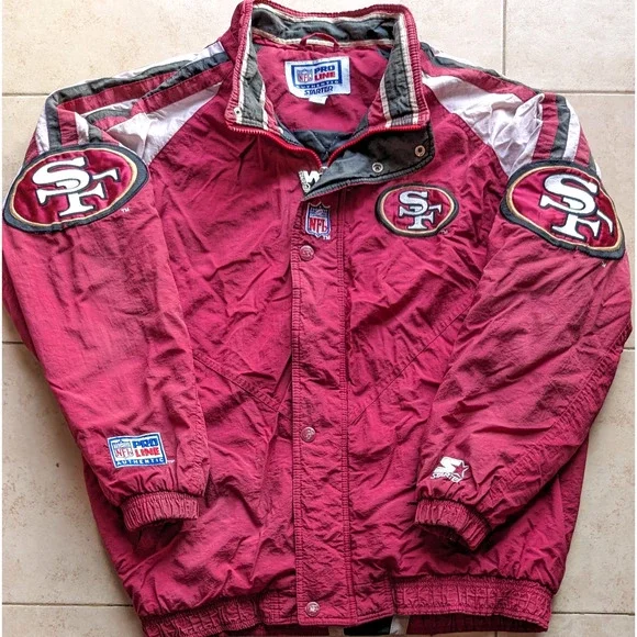 San Francisco 49ers 90s STARTER puffer Triple logo jacket L red NFL vintage